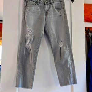 AG Adriano Goldschmied Gray distressed crop